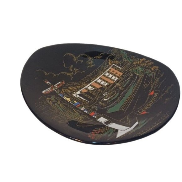 Longwy France Le Totem Automne Enamel Plate Triangular Black Ceramic Wall Decor - Picture 6 of 7